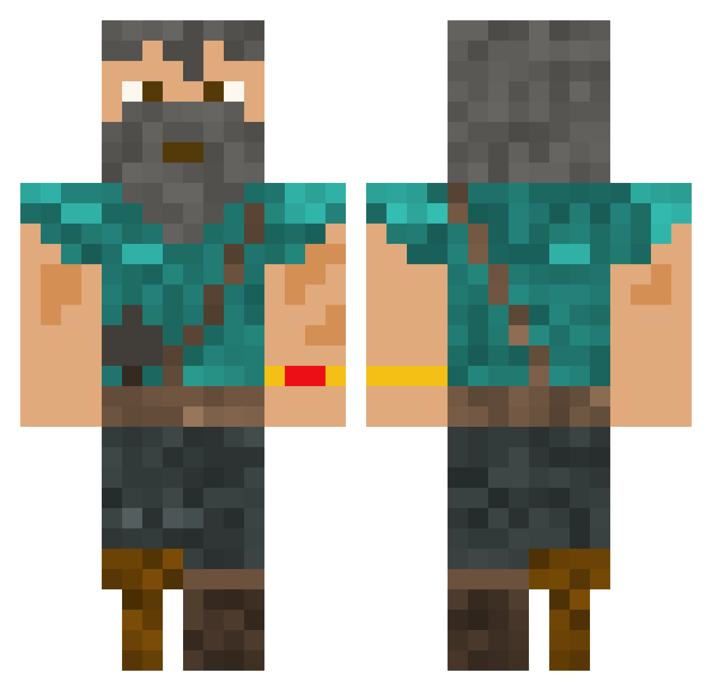 Stubbs3124 Minecraft skin, front and back view