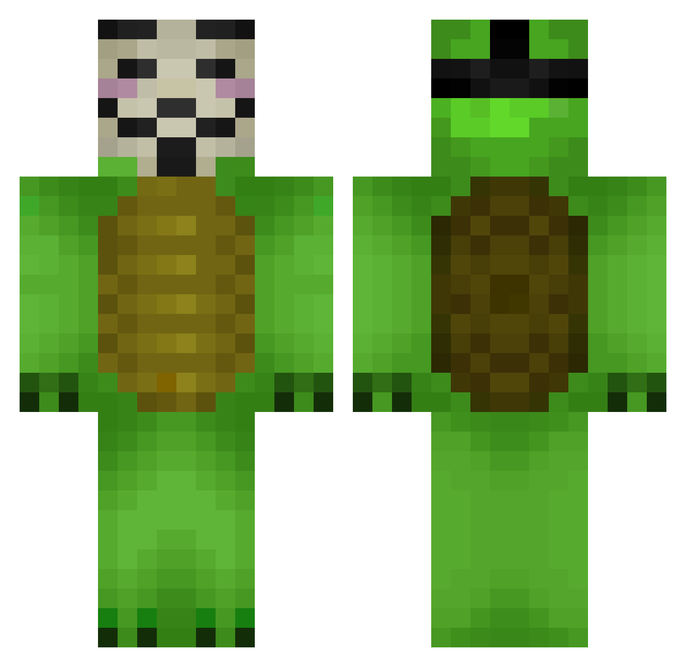 Alarming Minecraft skin, front and back view