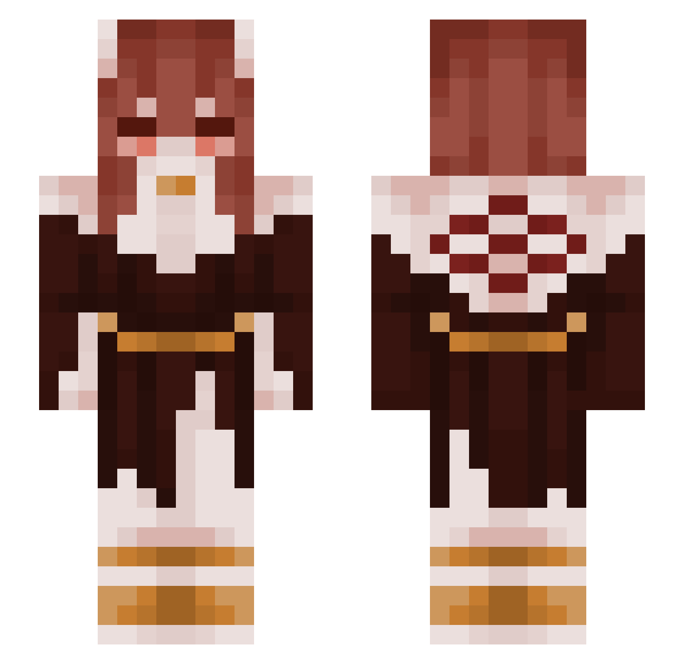 Unmetaphorical Minecraft skin, front and back view