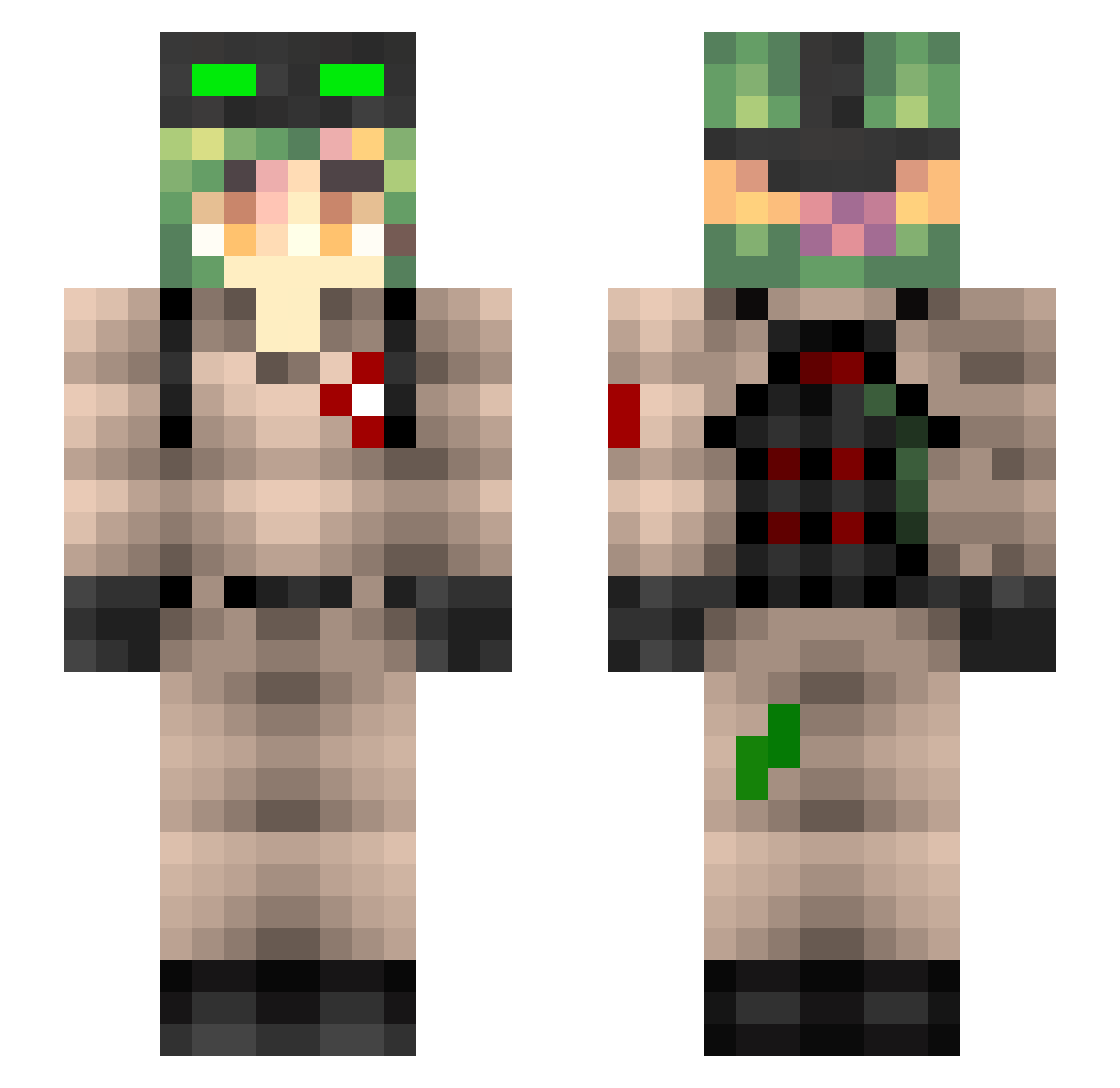 Tiarella Minecraft skin, front and back view