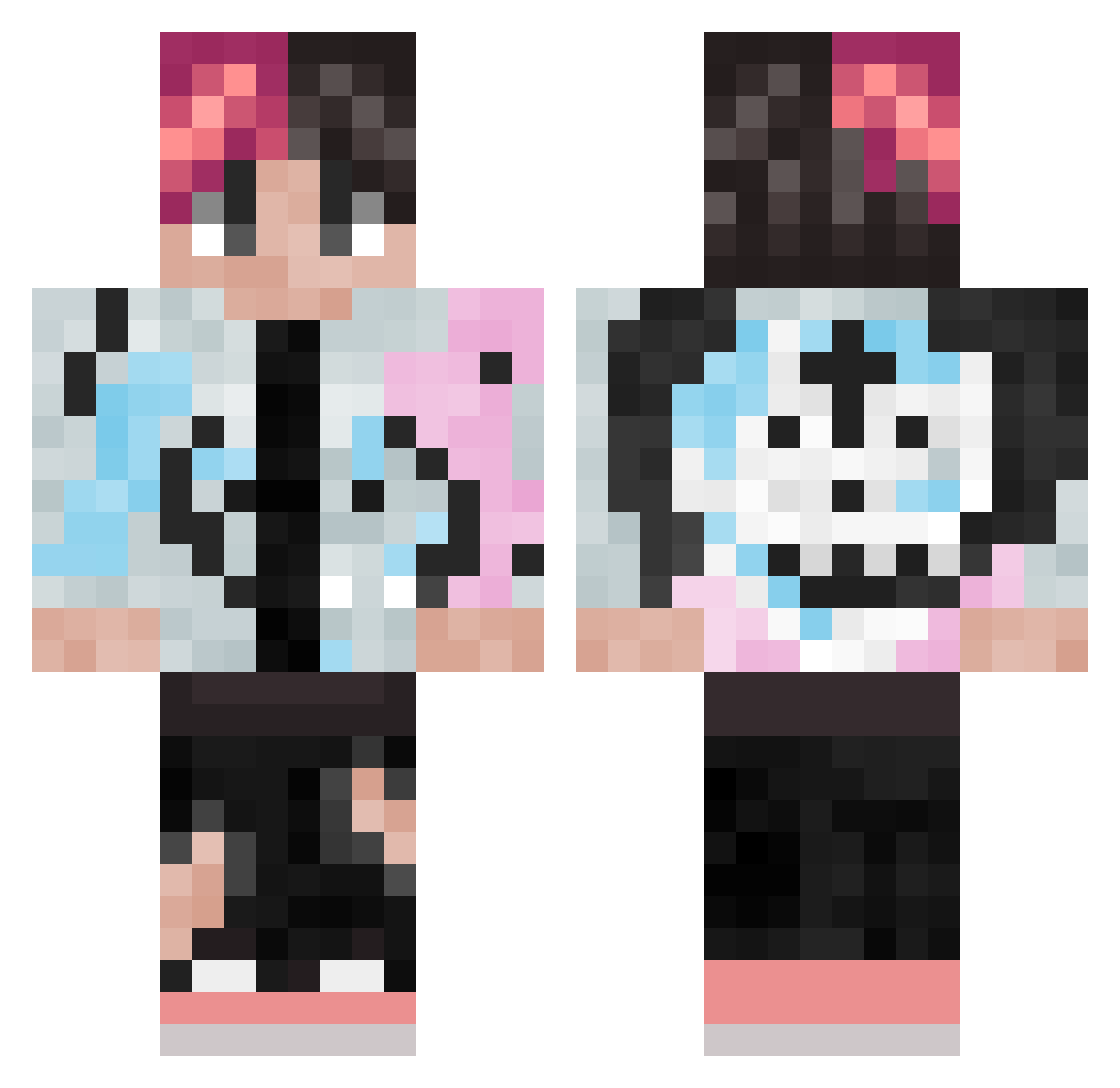 PopKoRn420 Minecraft skin, front and back view
