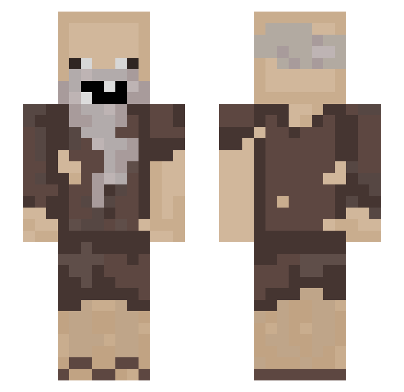 Joemit Minecraft skin, front and back view