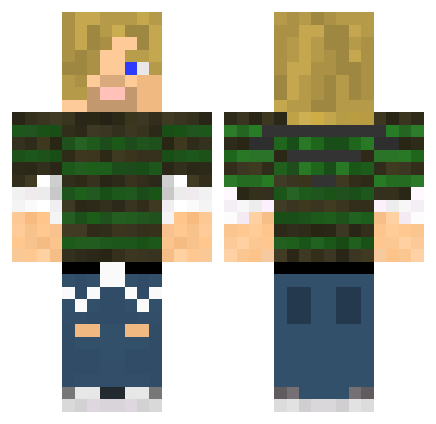 Woodness Minecraft skin, front and back view