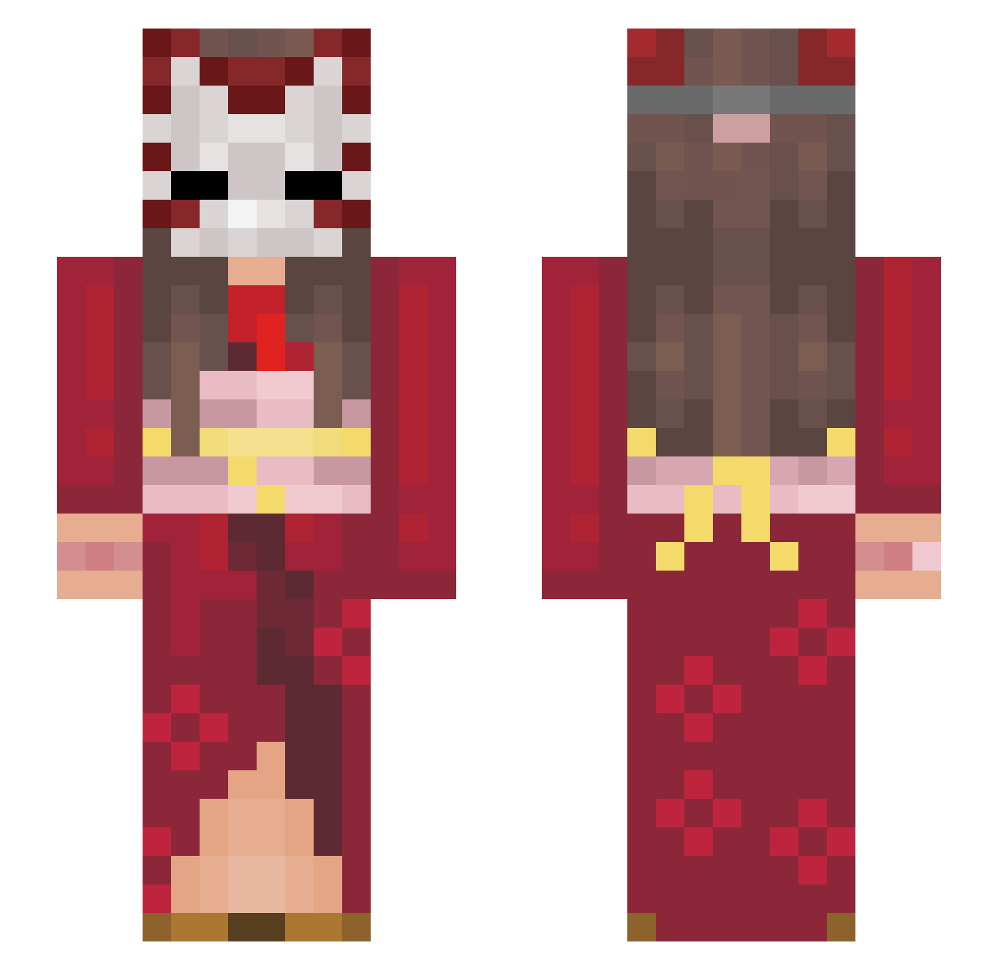 escrila Minecraft skin, front and back view