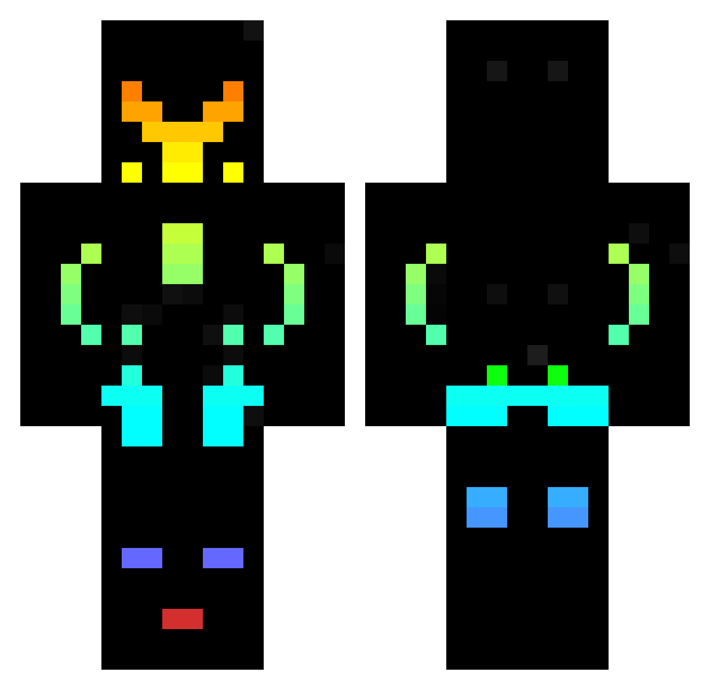 EvilMask13 Minecraft skin, front and back view