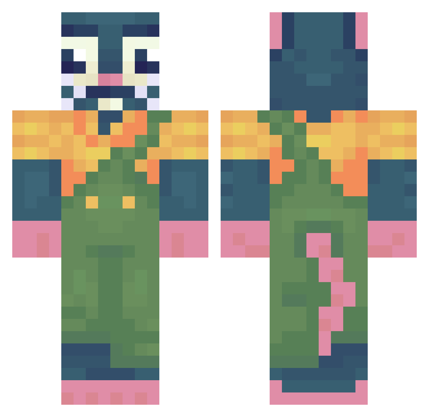 BedyWorld Minecraft skin, front and back view