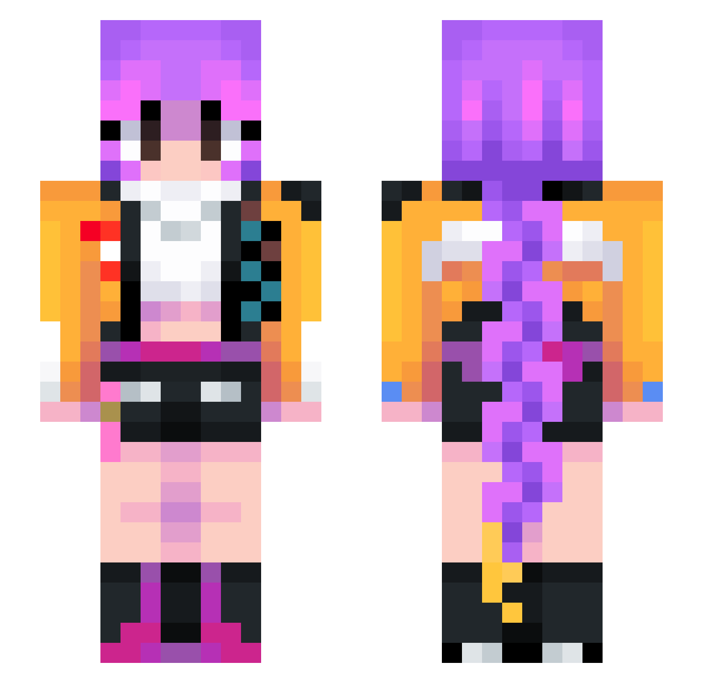 NickAranha Minecraft skin, front and back view