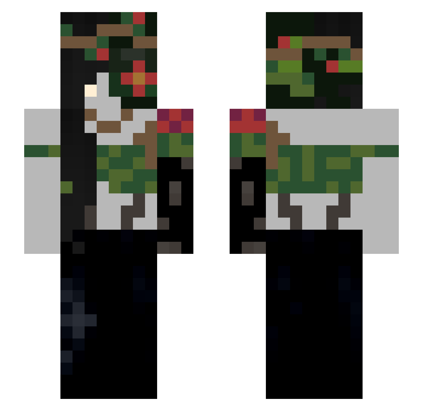 N1ZU Minecraft skin, front and back view