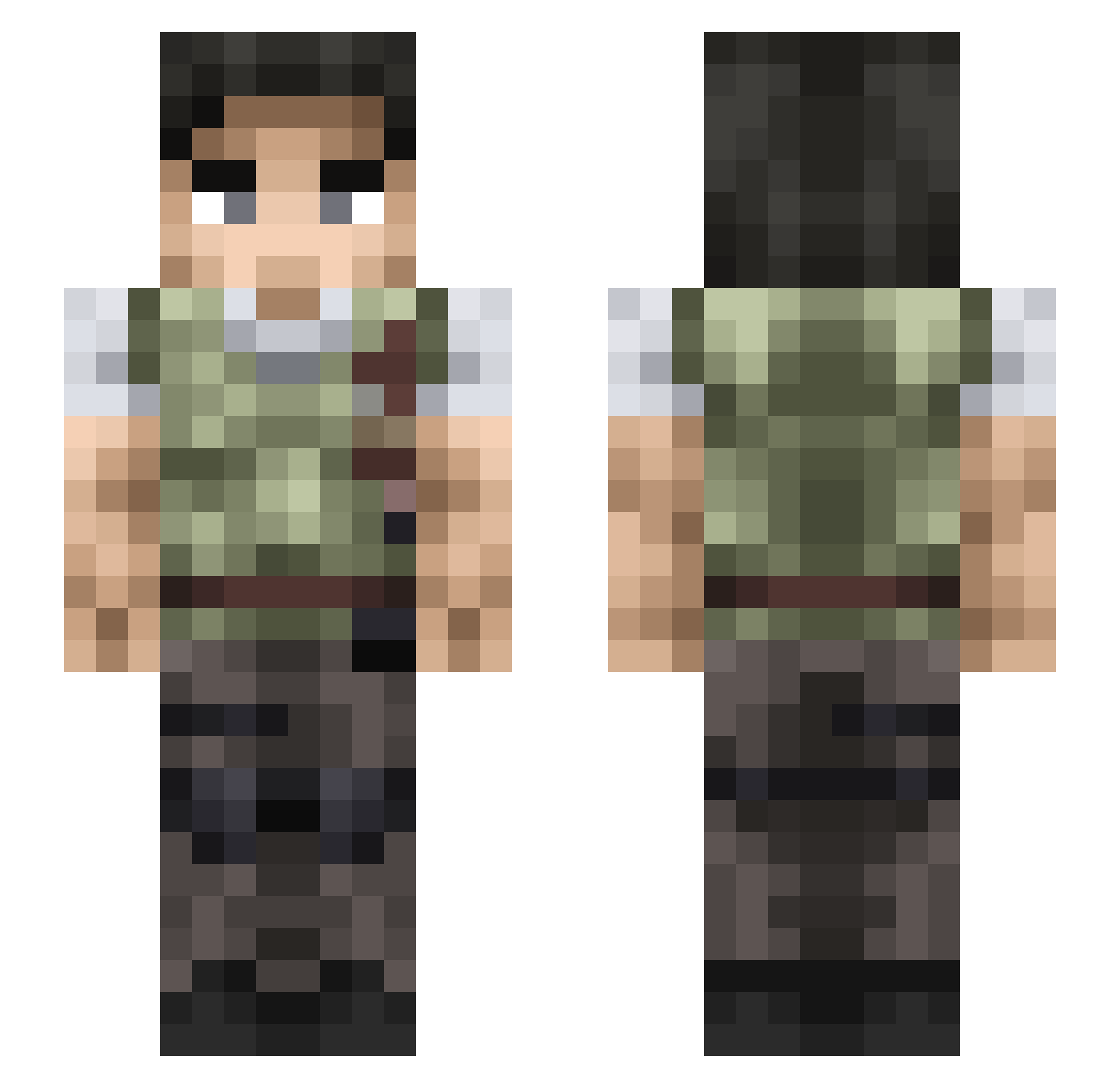 undull Minecraft skin, front and back view