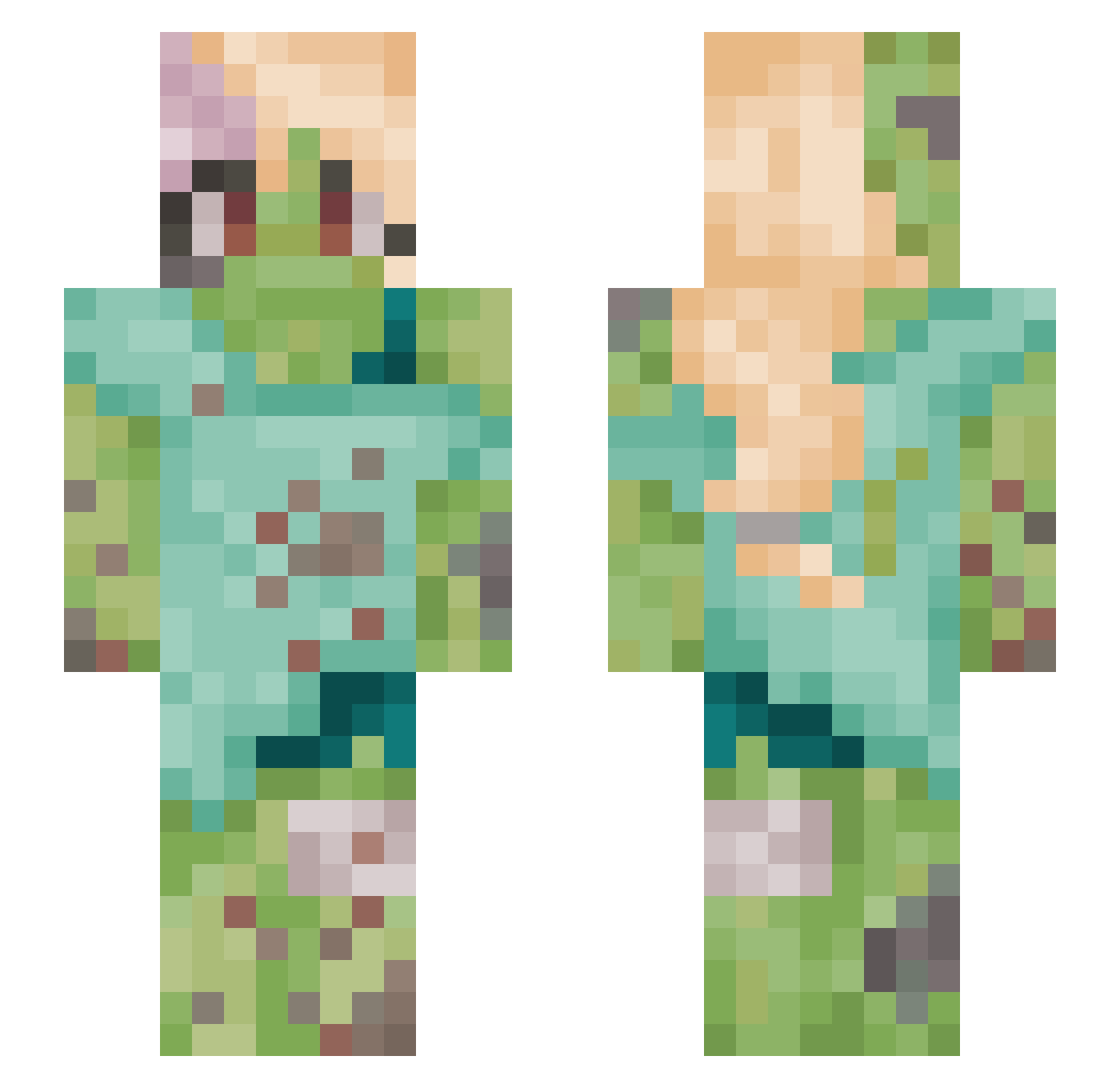 CoffeeBeee Minecraft skin, front and back view