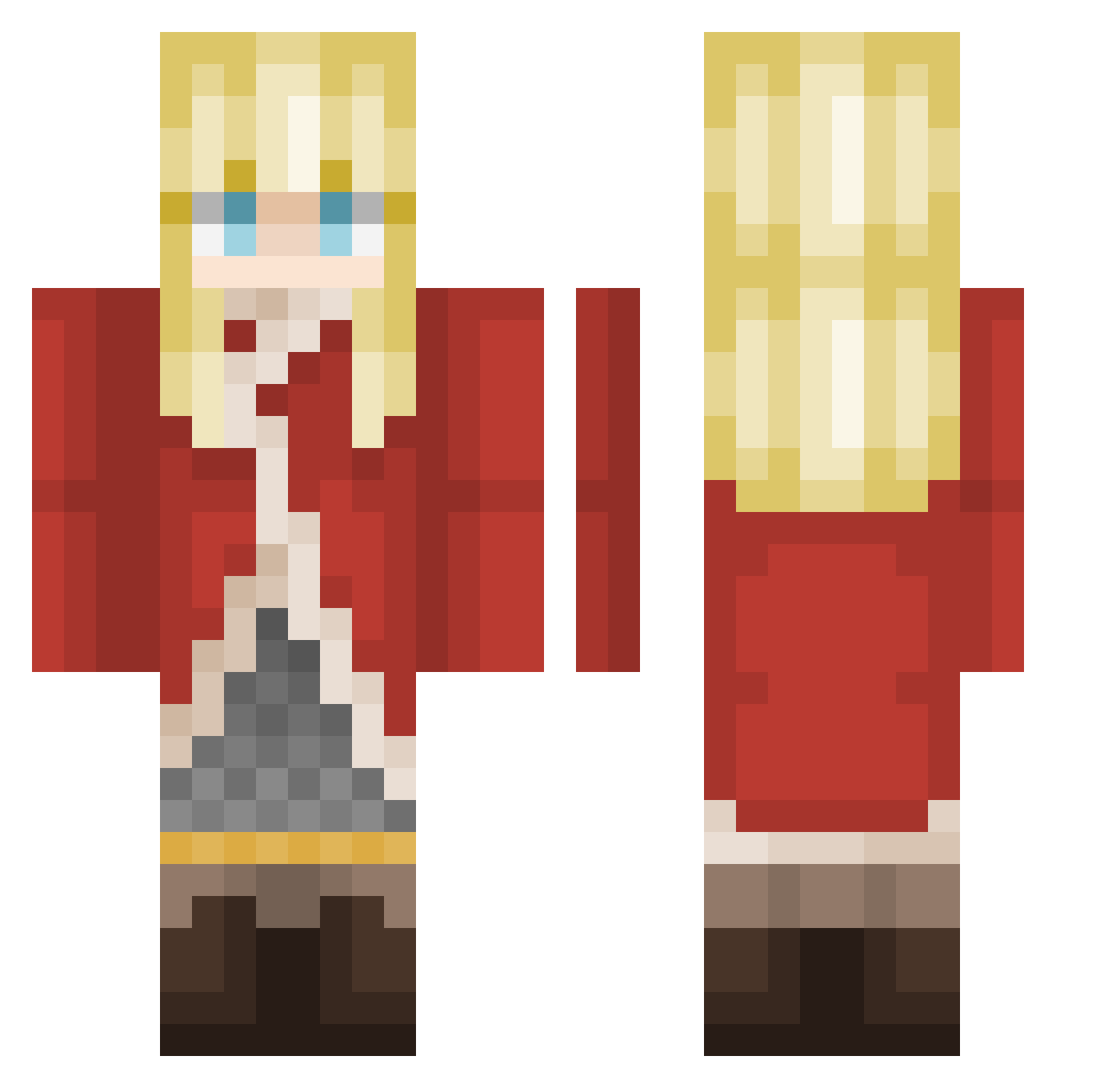 HumanReplacement Minecraft skin, front and back view