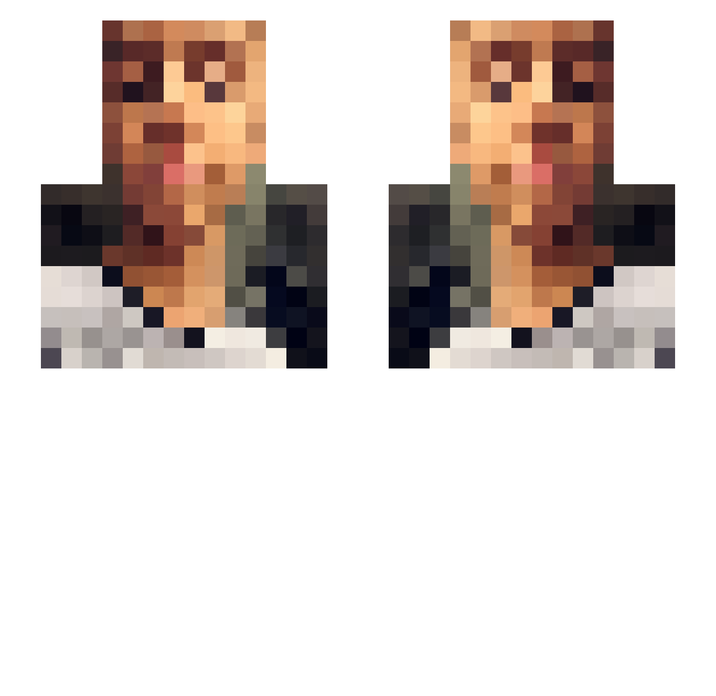 TheSidePvp Minecraft skin, front and back view