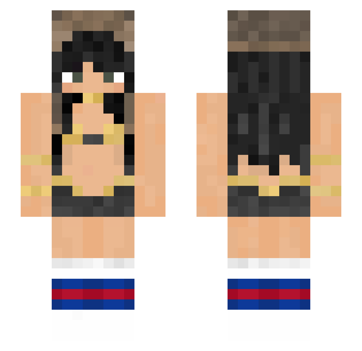 glamture Minecraft skin, front and back view