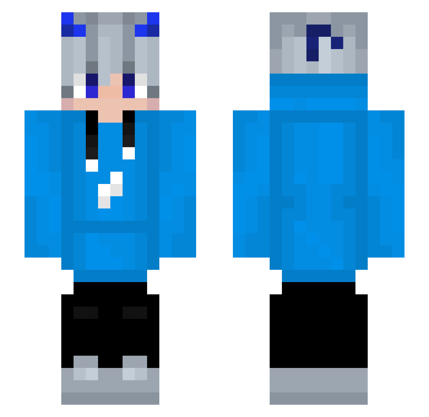 SnowBNJ Minecraft skin, front and back view
