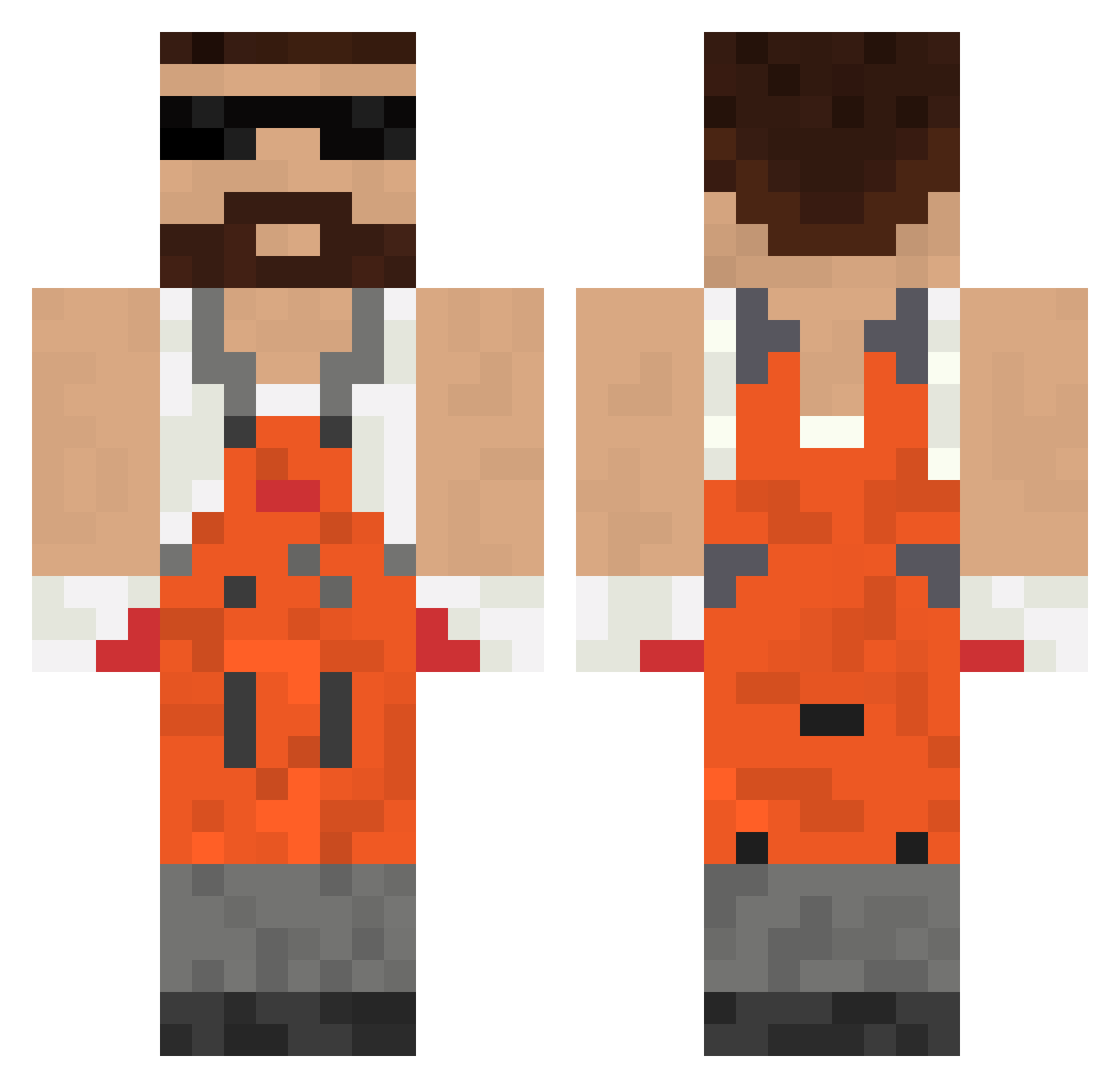 5adness Minecraft skin, front and back view