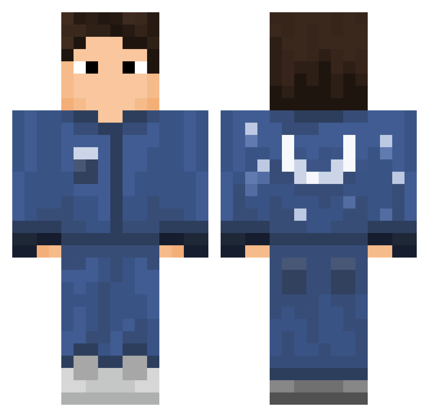Wrightp0 Minecraft skin, front and back view