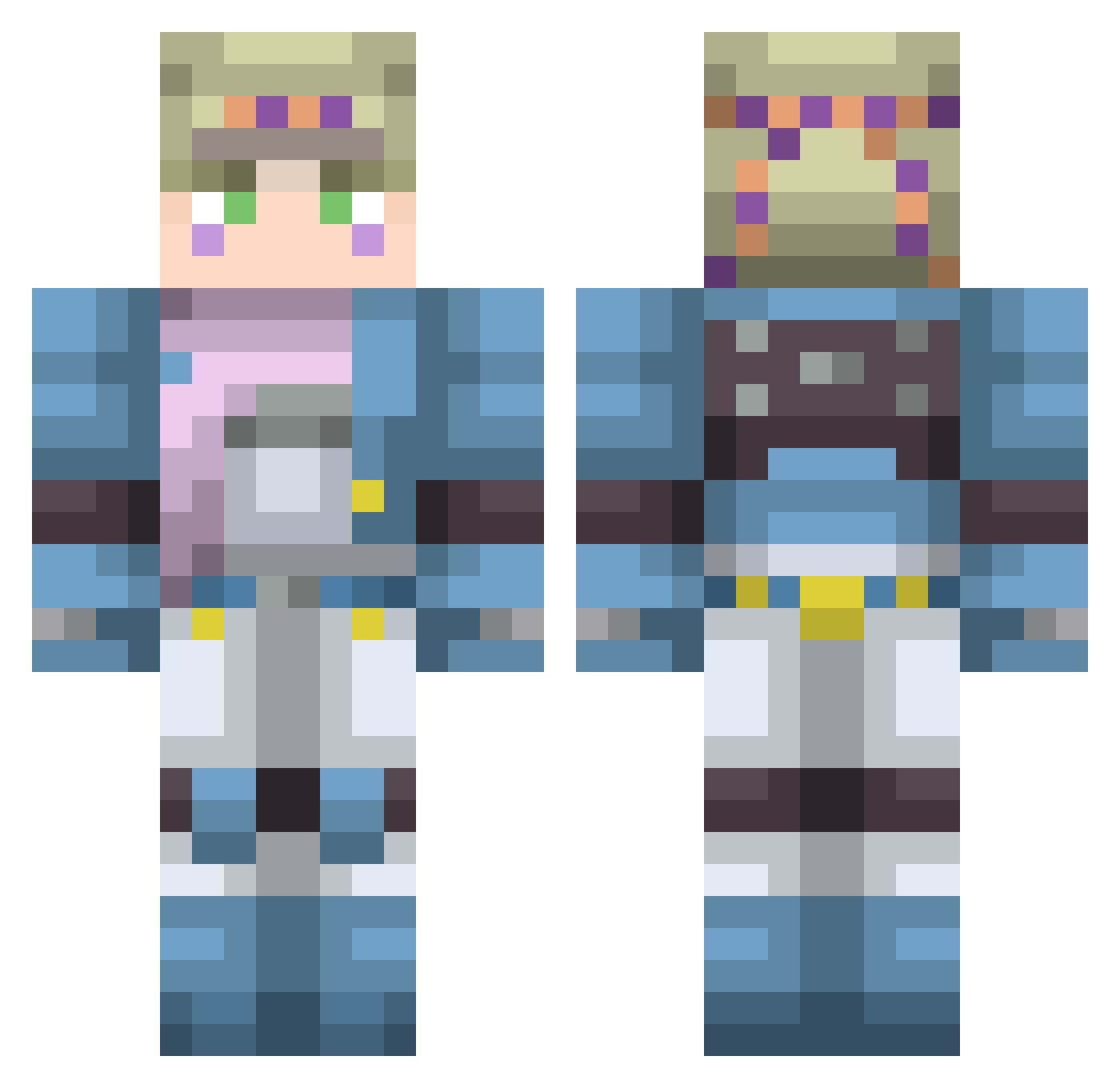 basiiikum Minecraft skin, front and back view