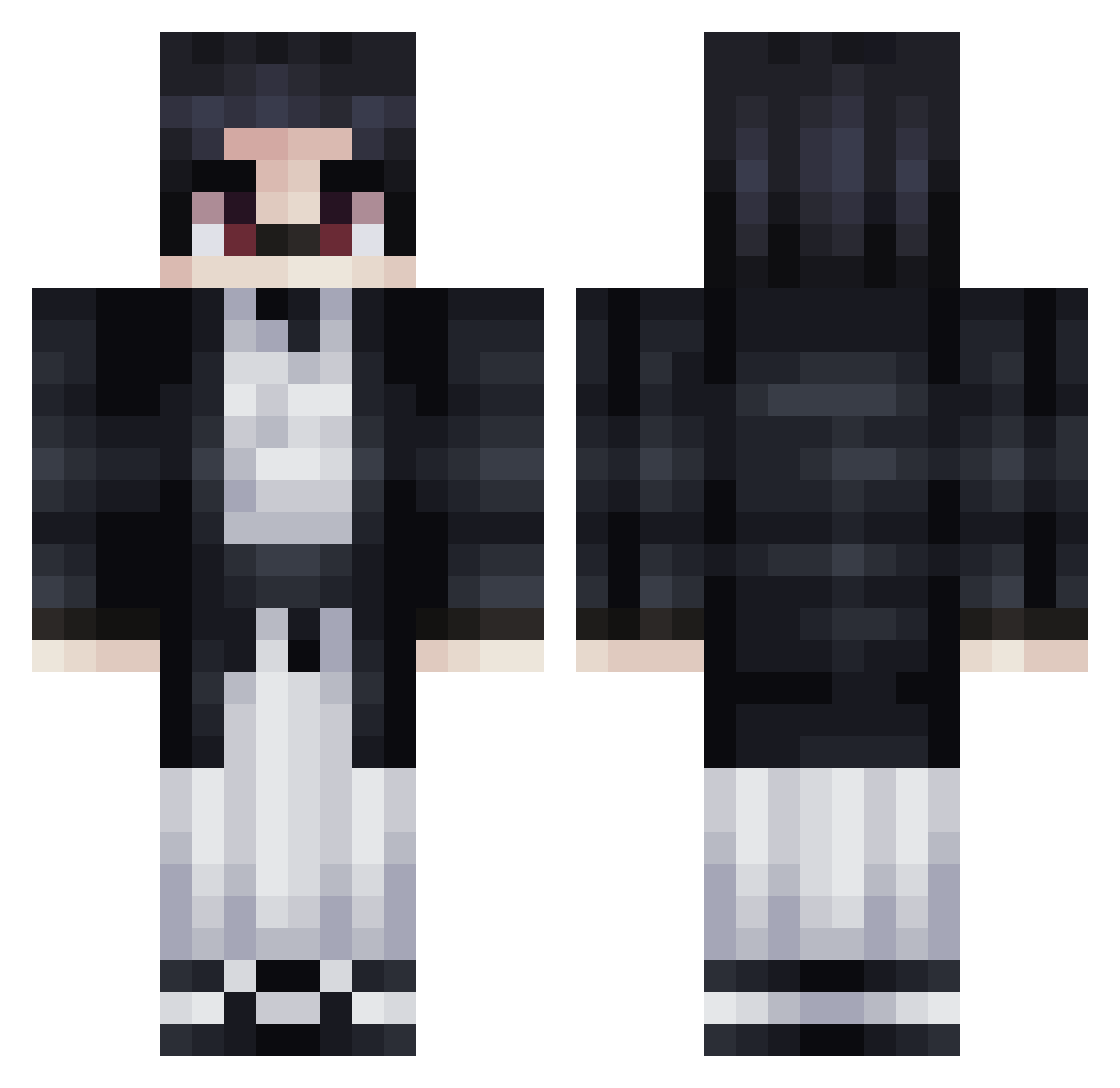 MmmBaze Minecraft skin, front and back view