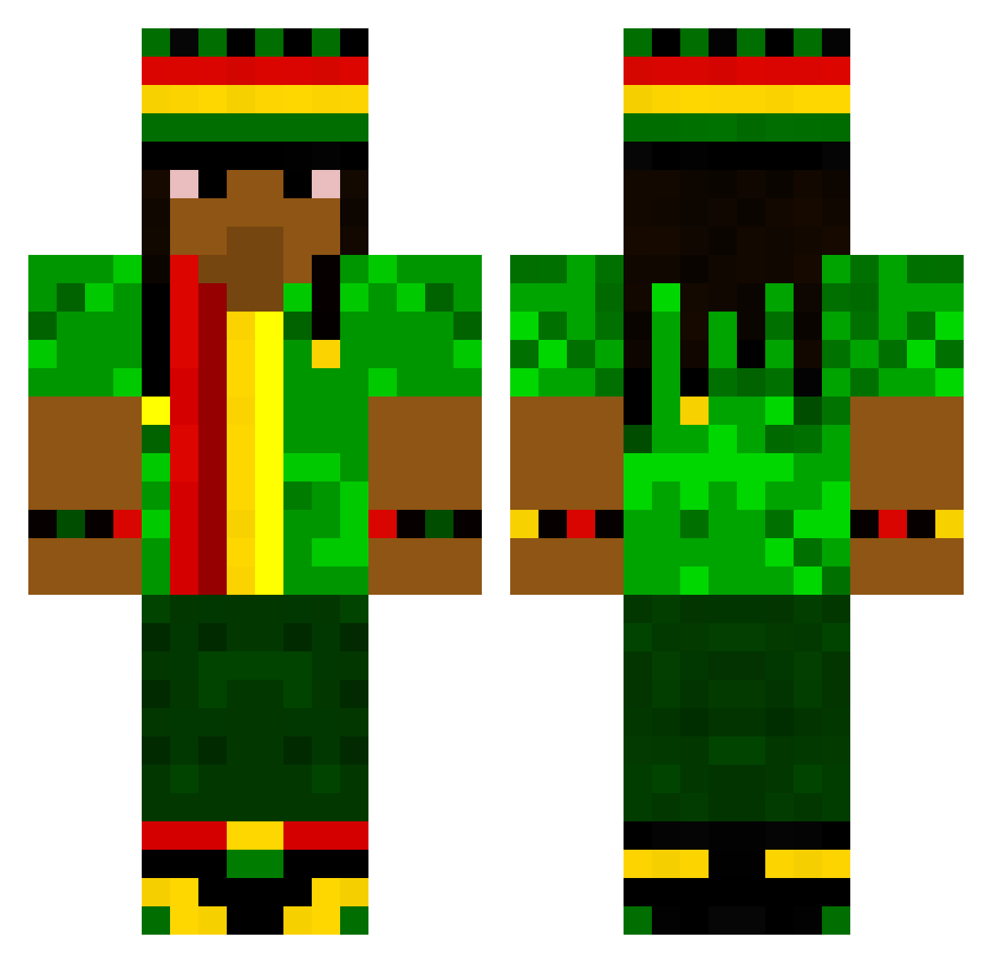 Jaboobz Minecraft skin, front and back view