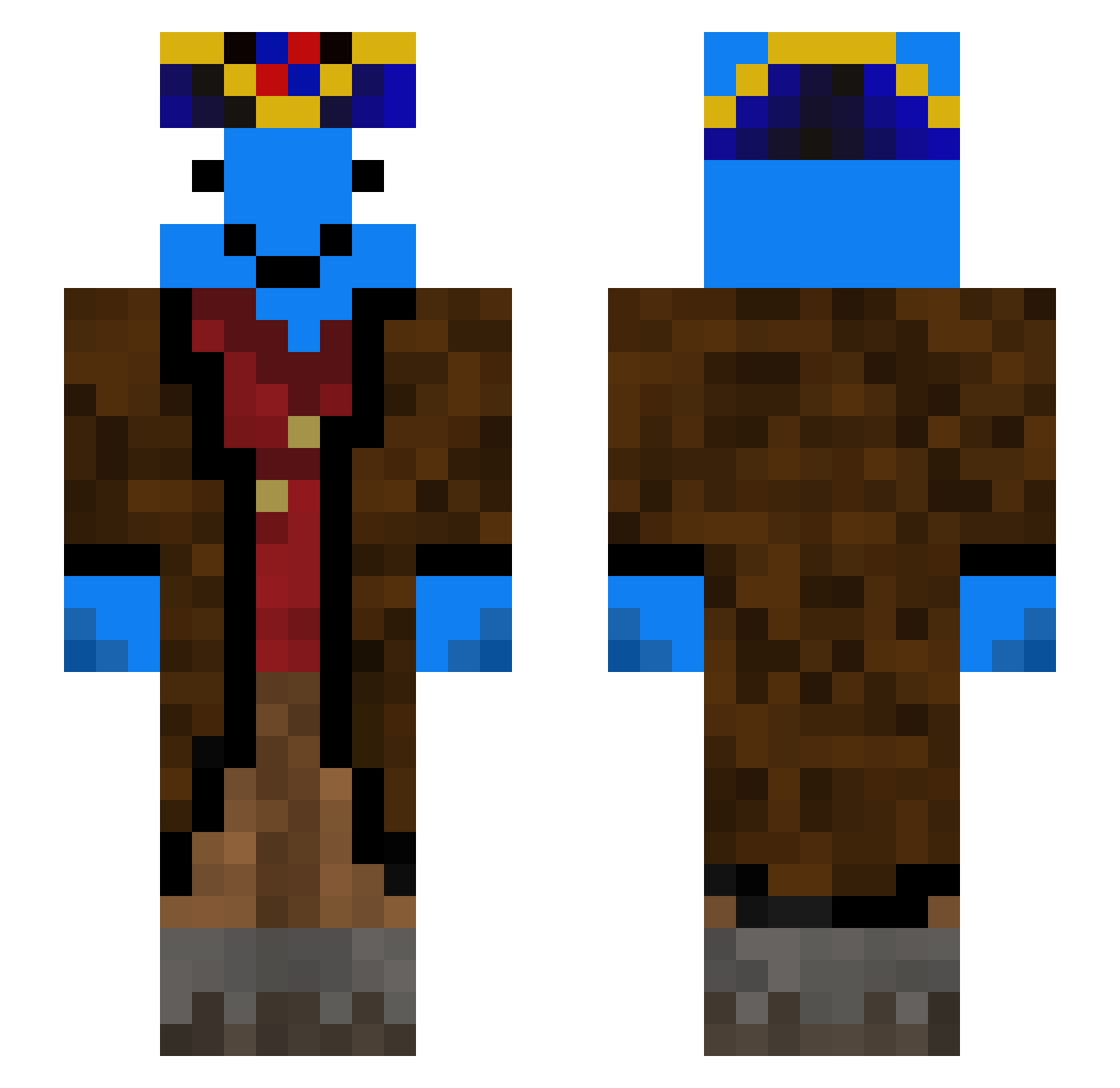 CaptainKrissa Minecraft skin, front and back view