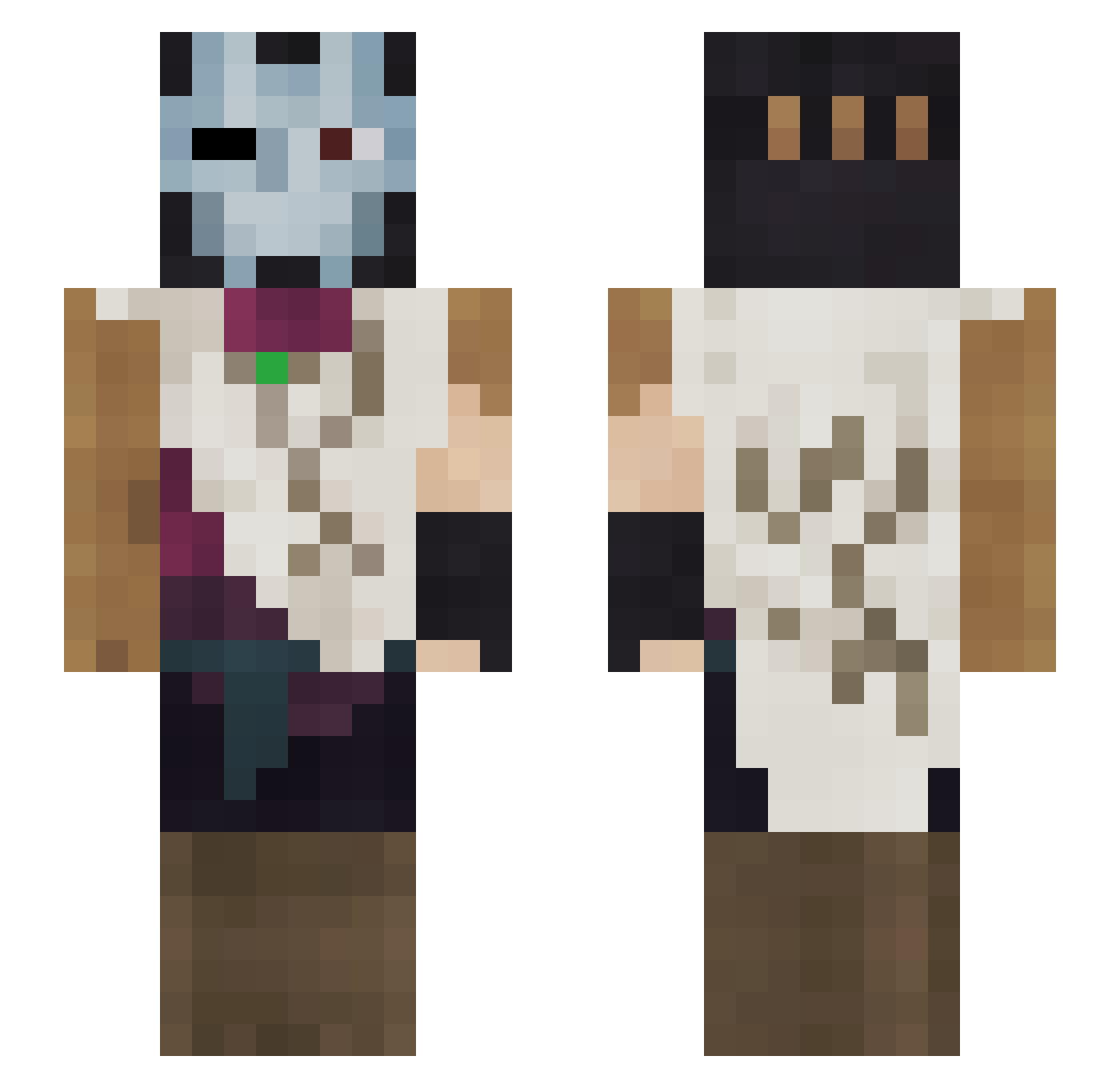 Legendairy_Milk Minecraft skin, front and back view