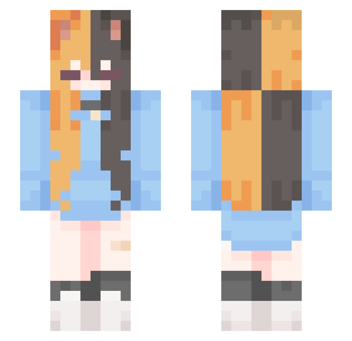 NitroFish Minecraft skin, front and back view