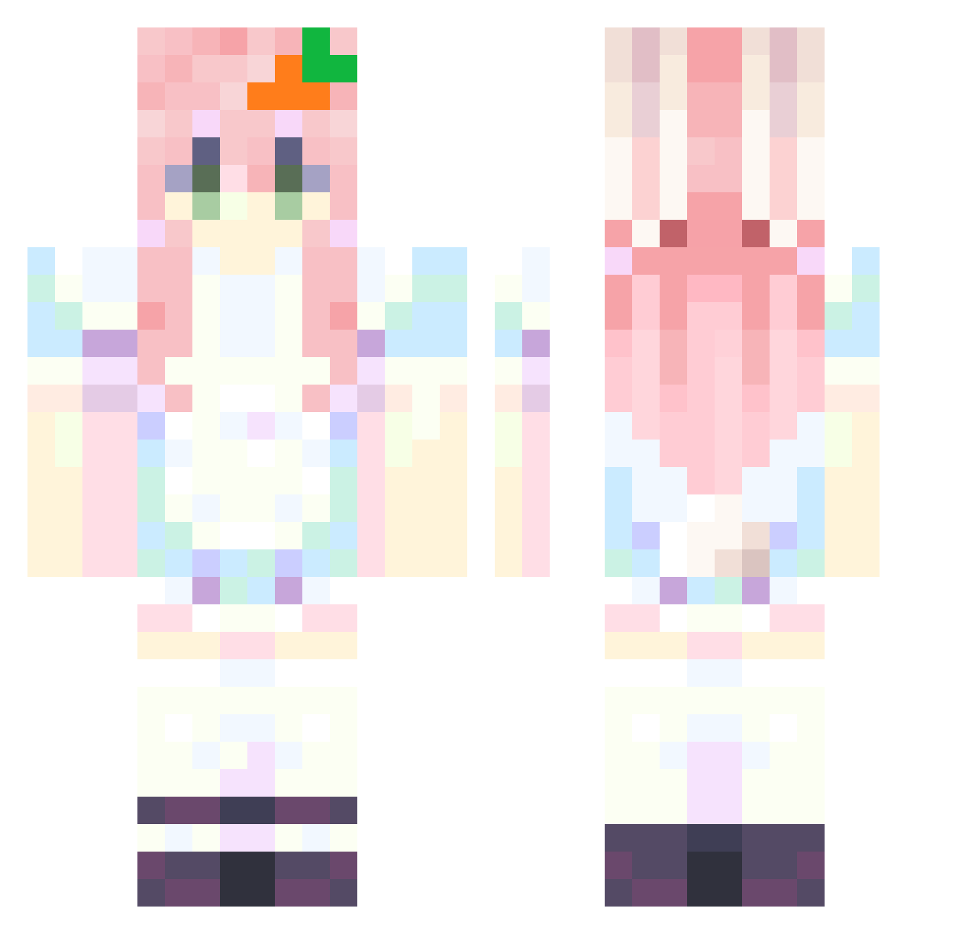 YEXIAOID Minecraft skin, front and back view