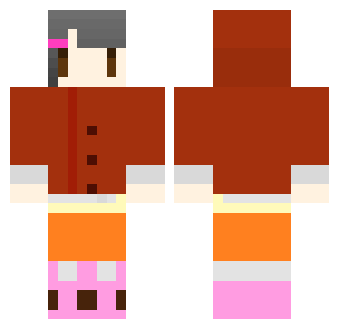 yun Minecraft skin, front and back view