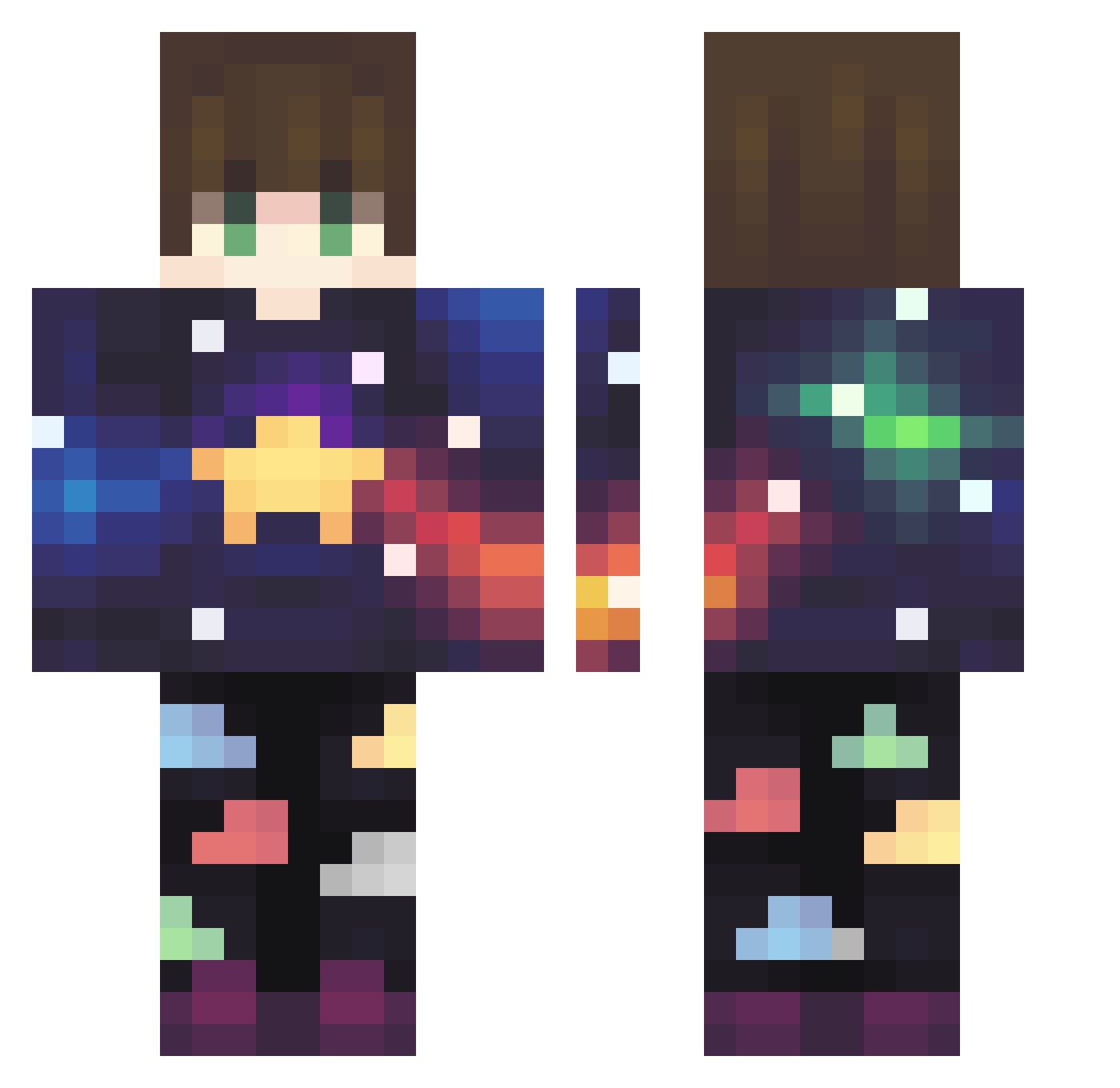 AntiDqrk Minecraft skin, front and back view
