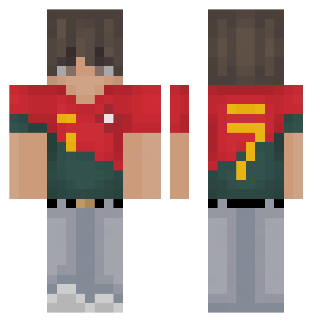 jvsxm Minecraft skin, front and back view