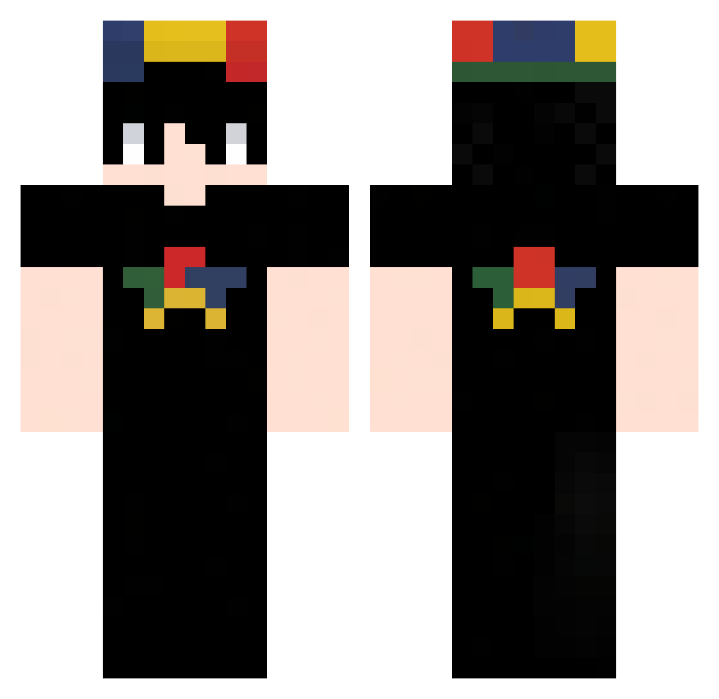 ValeKzz Minecraft skin, front and back view