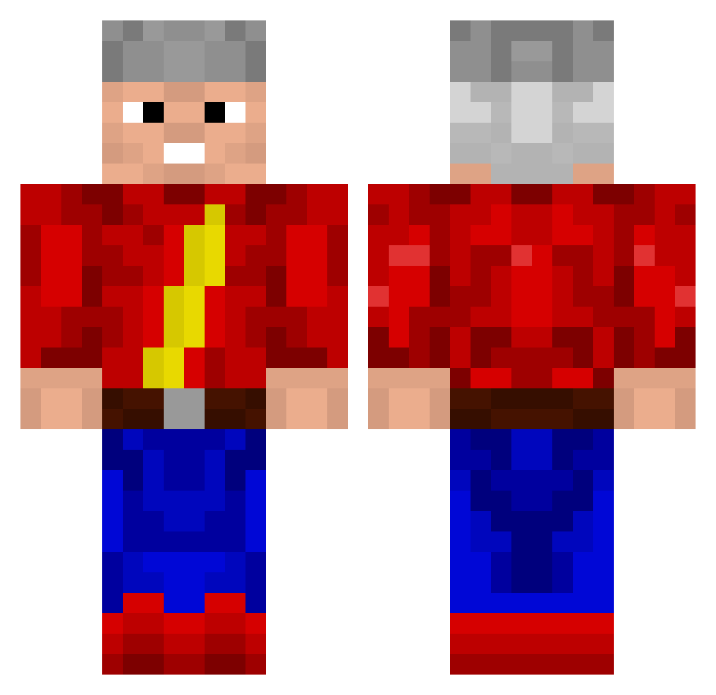 GearSaber Minecraft skin, front and back view