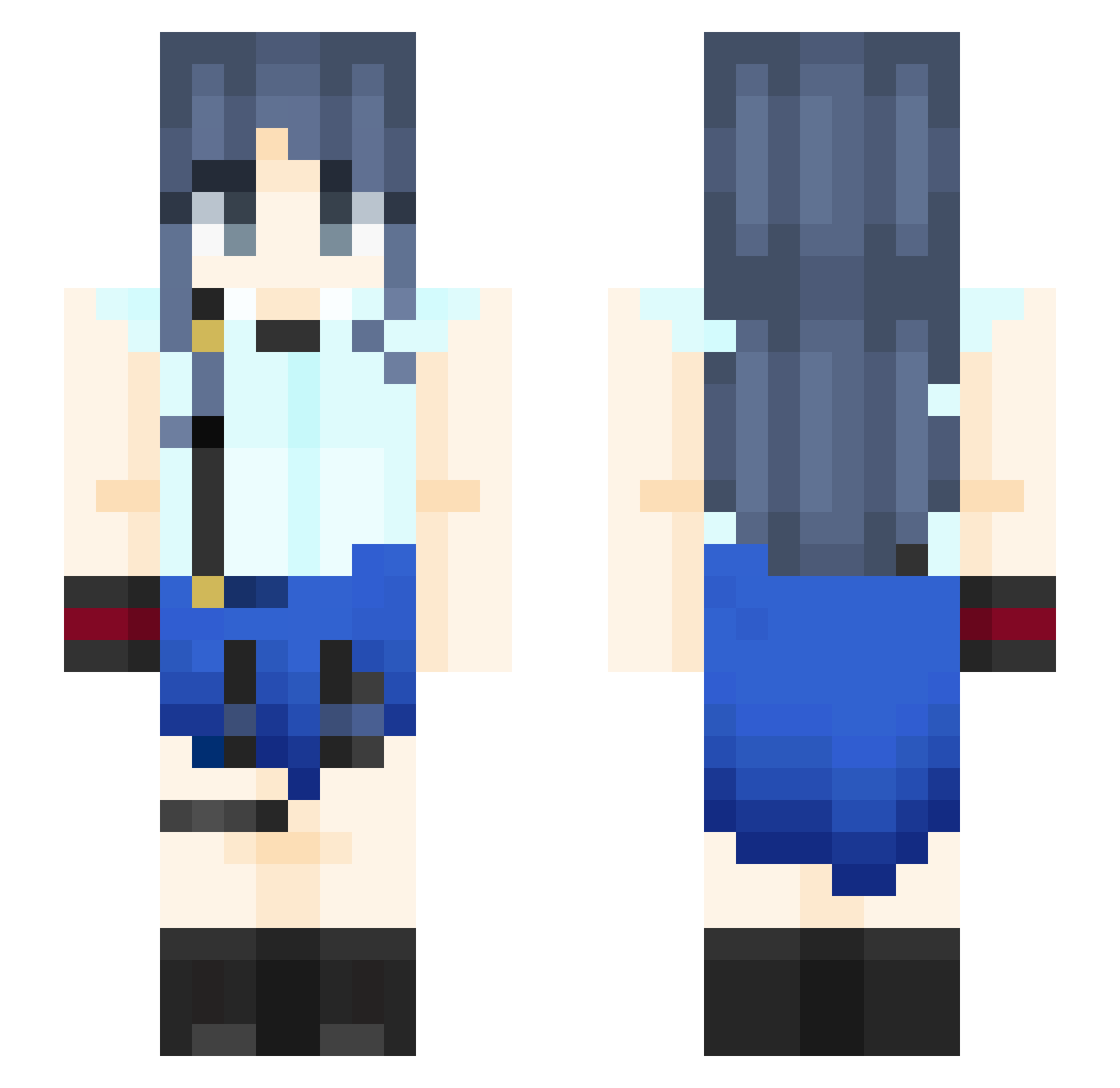 BlueToPurple Minecraft skin, front and back view