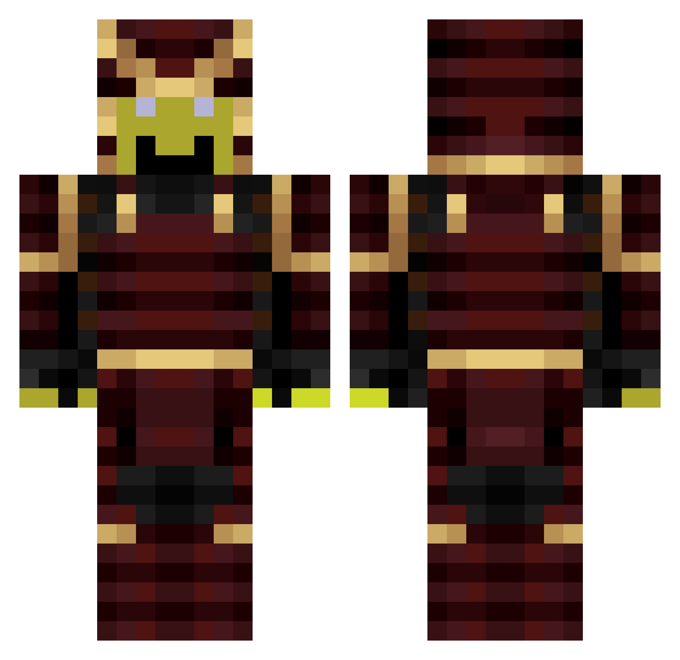 Eliasam Minecraft skin, front and back view
