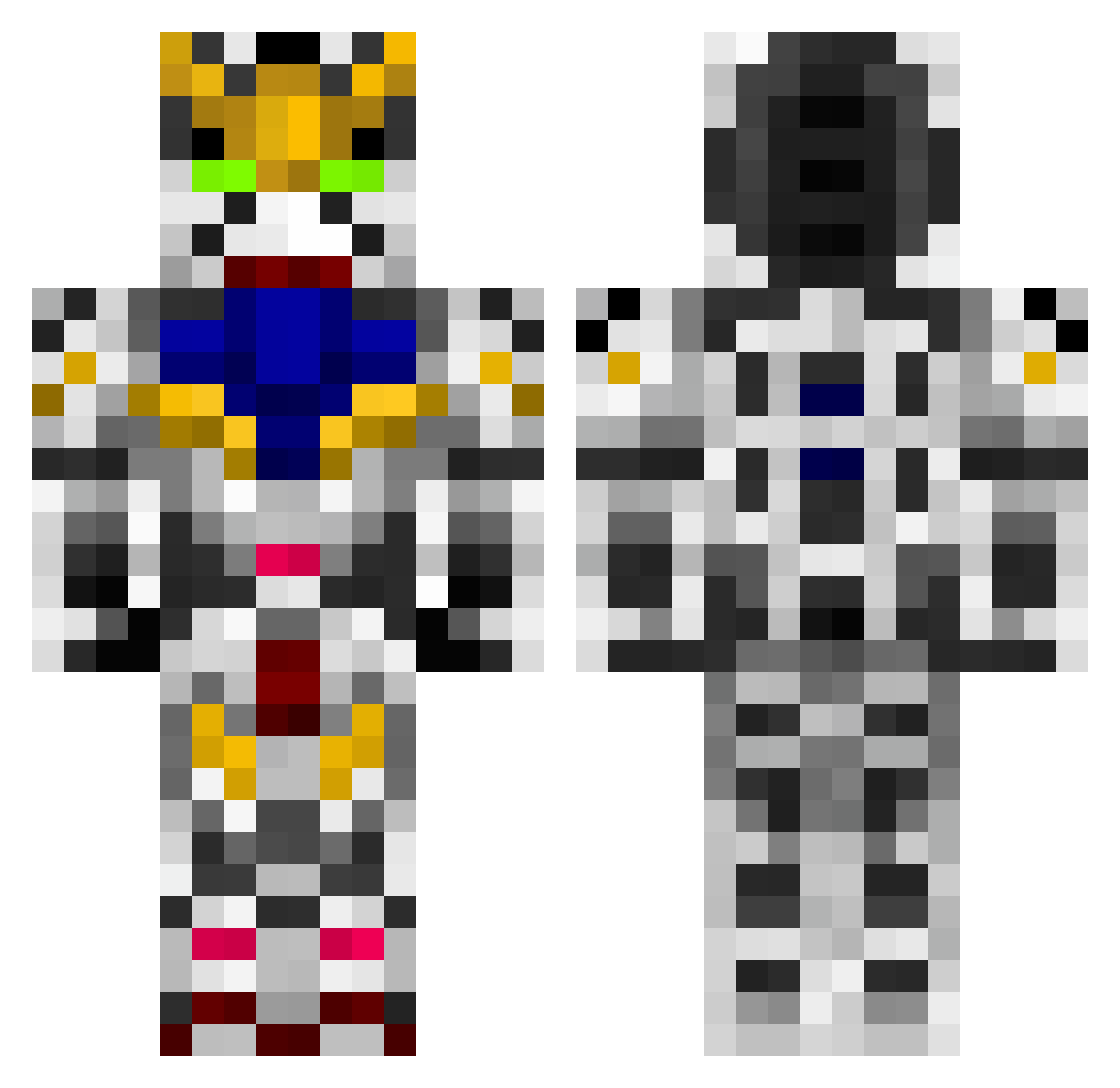 OhNoPhoton Minecraft skin, front and back view