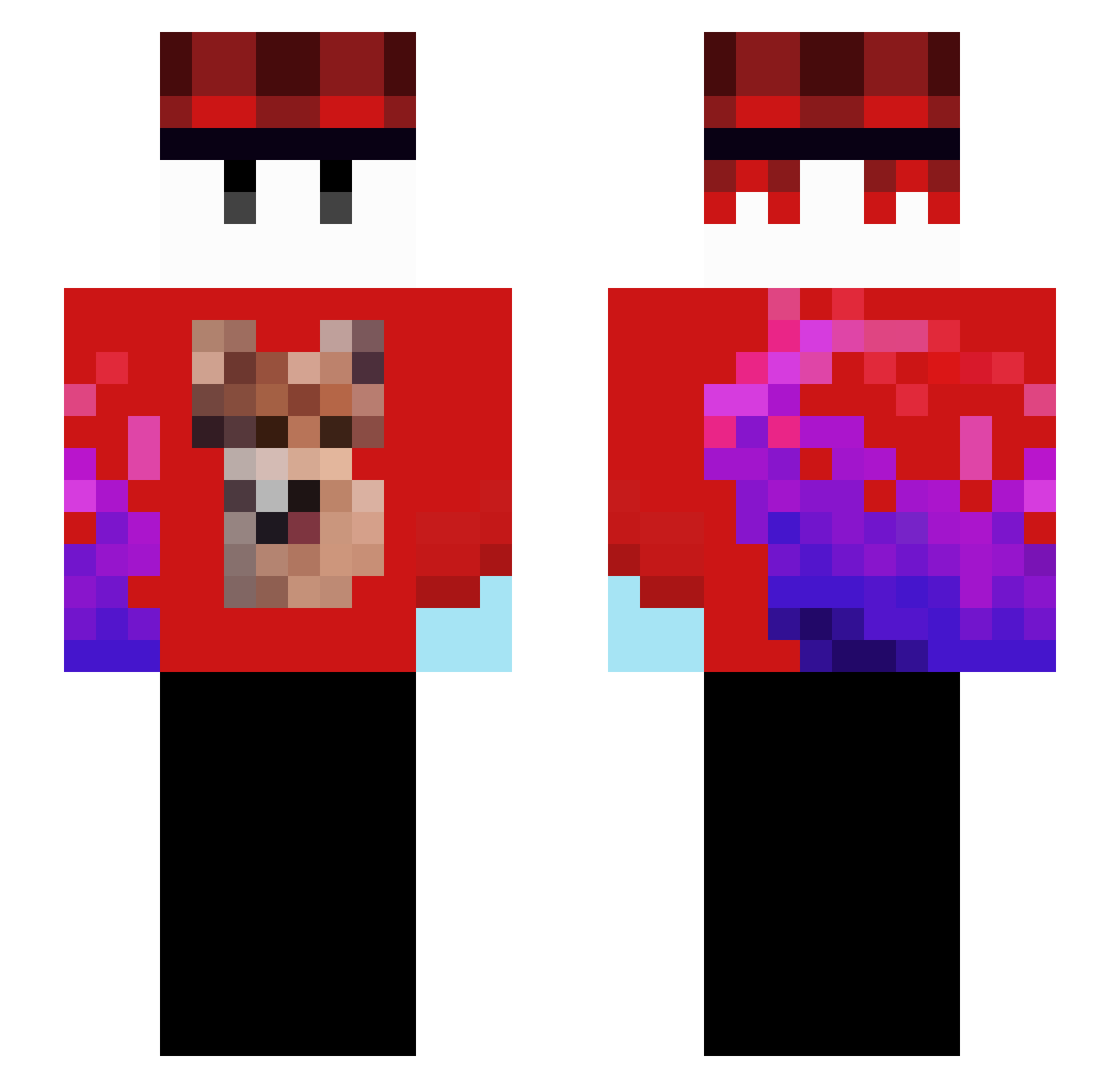 xF1qshyyy Minecraft skin, front and back view