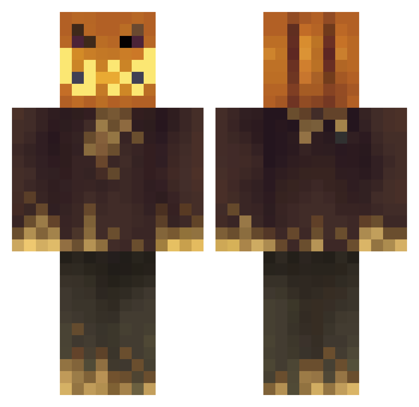KingZapallo Minecraft skin, front and back view