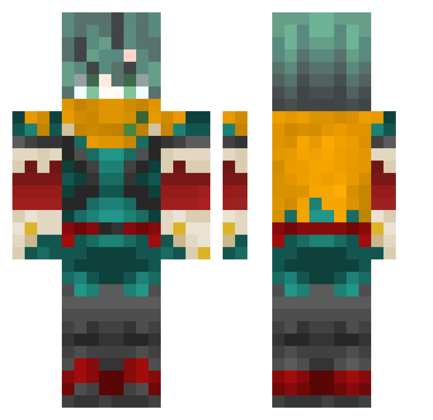 J1pe Minecraft skin, front and back view