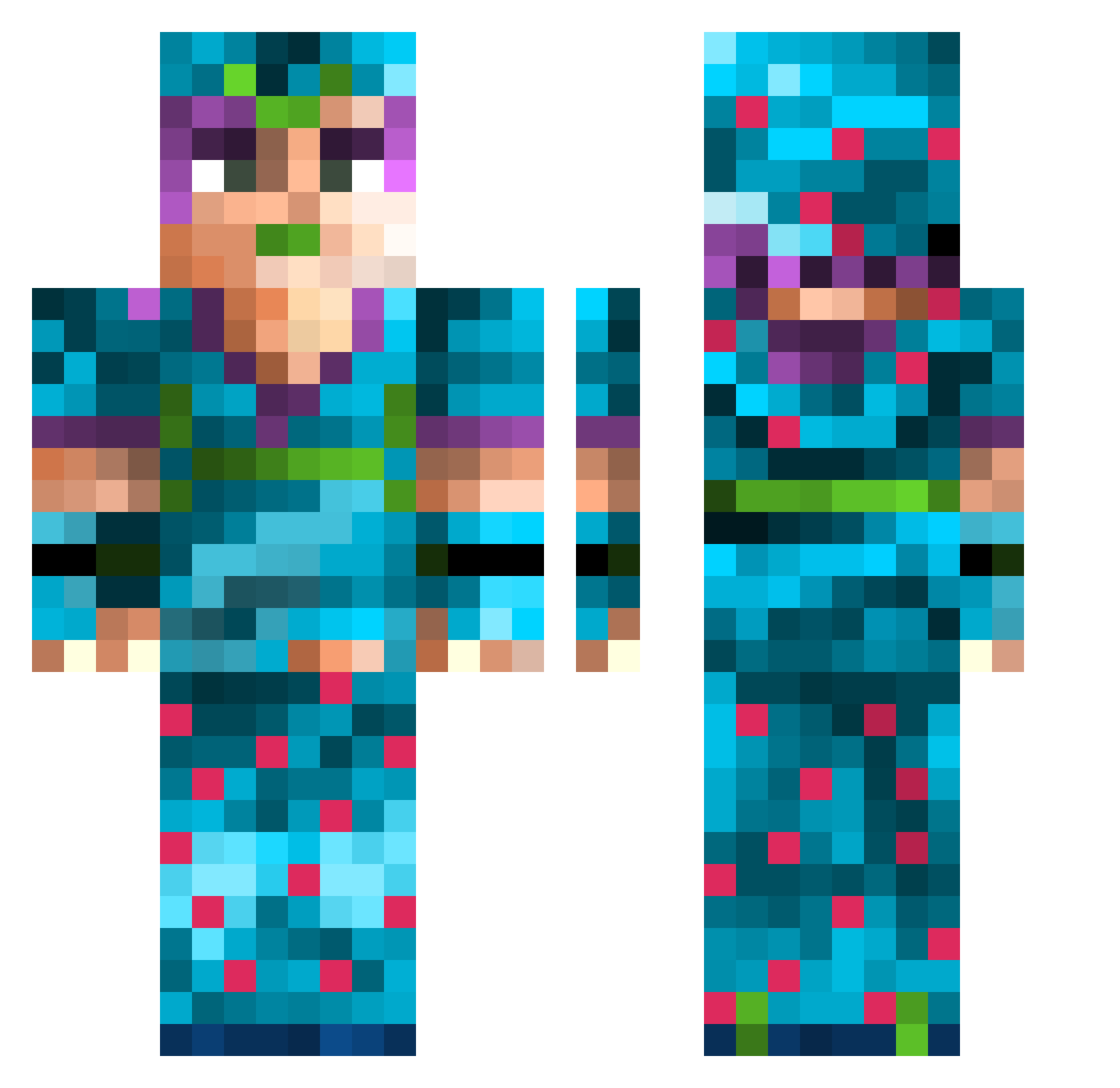 iiiiceman Minecraft skin, front and back view