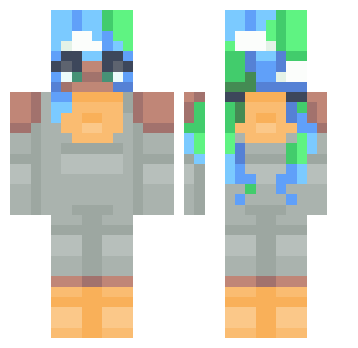 Ephraimite Minecraft skin, front and back view