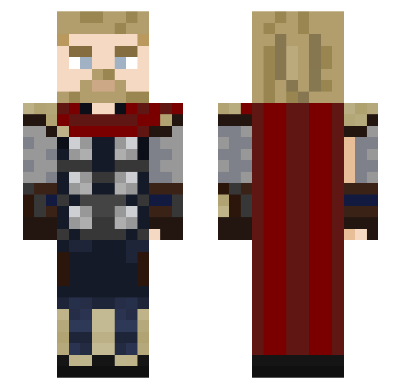 ValeriLP Minecraft skin, front and back view
