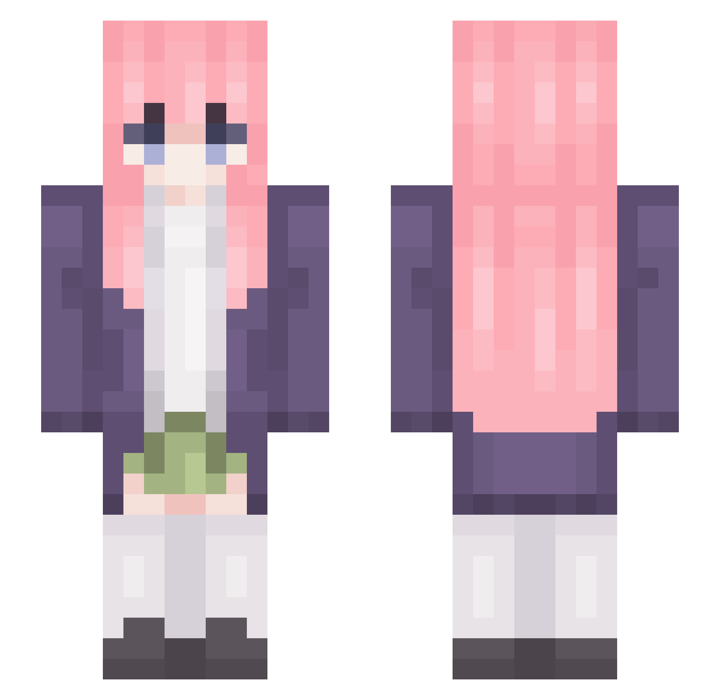 Nqkano Minecraft skin, front and back view