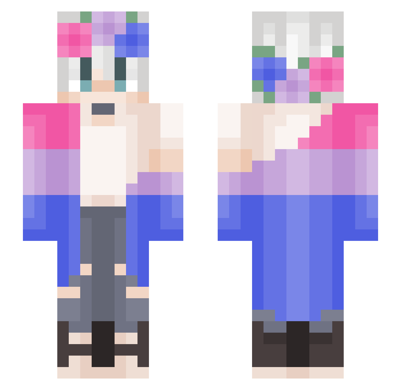 420hr Minecraft skin, front and back view