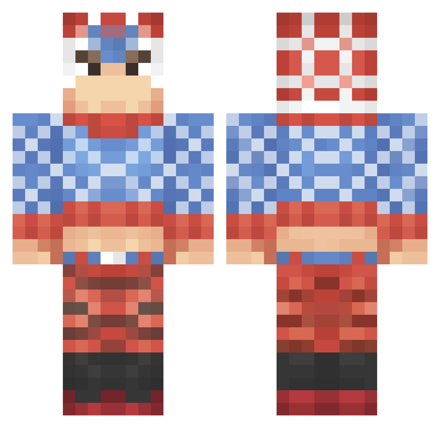 tbwr Minecraft skin, front and back view