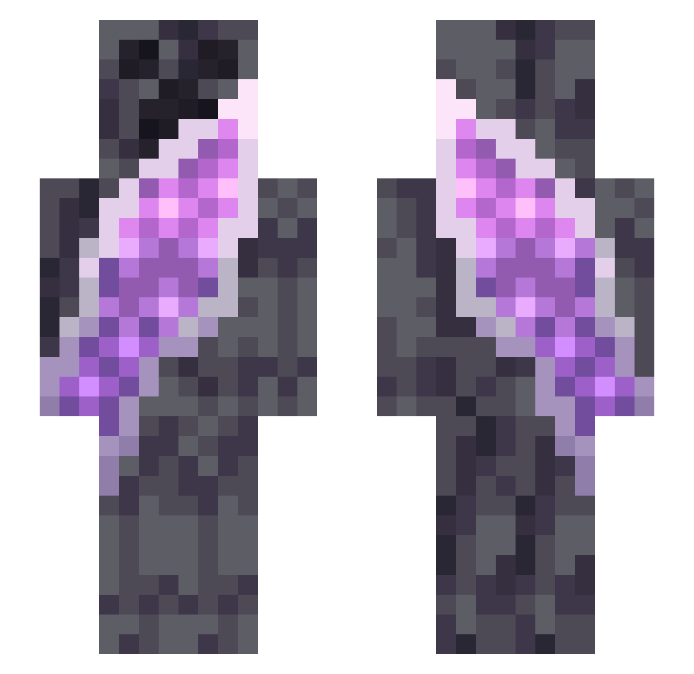 Amethystborne Minecraft skin, front and back view
