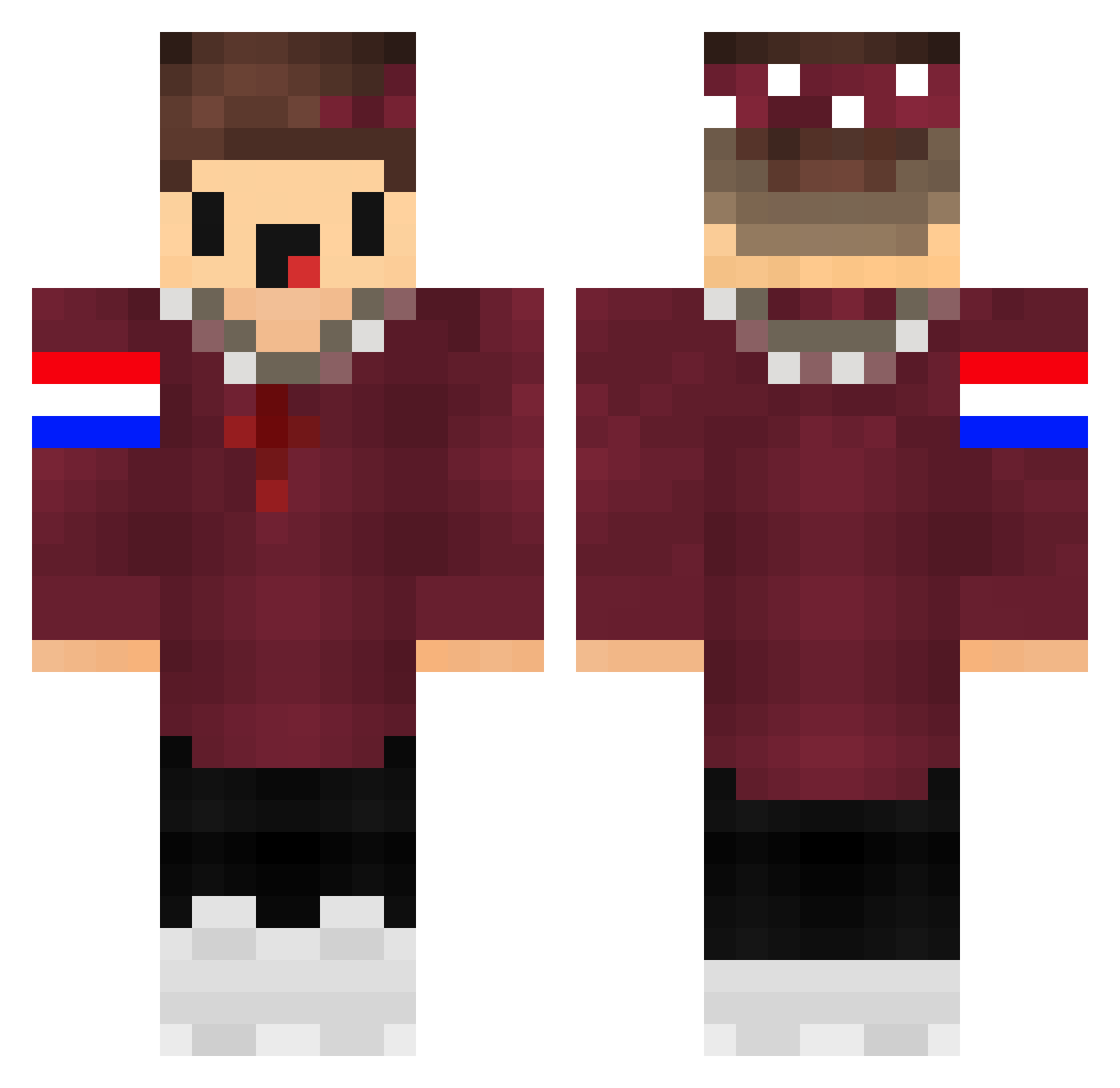 Shotecito Minecraft skin, front and back view