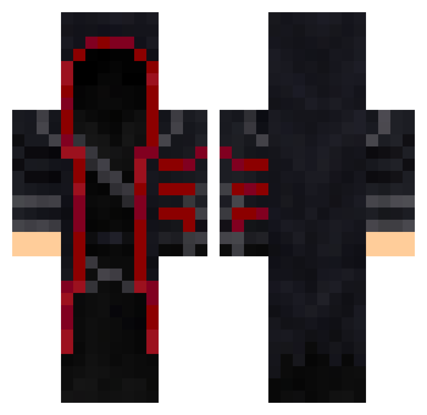 Shadow_Vex Minecraft skin, front and back view