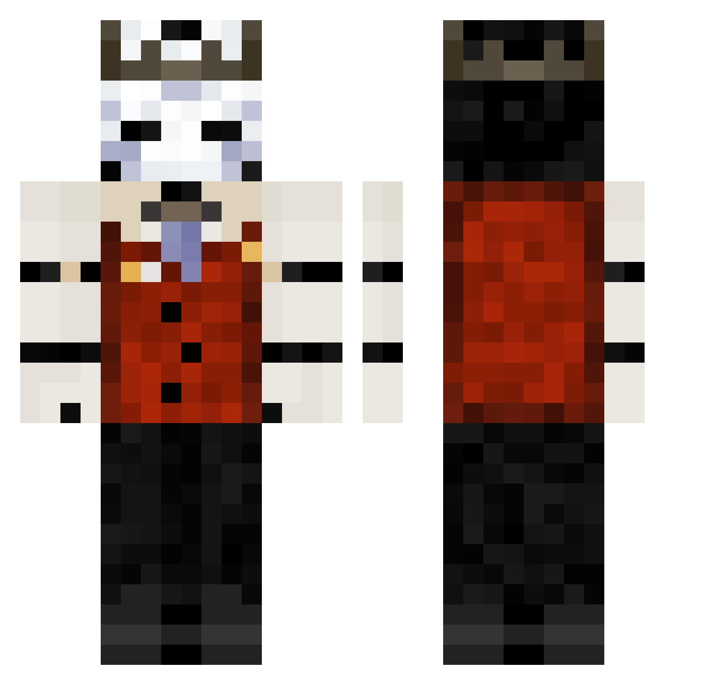 Crowzly Minecraft skin, front and back view