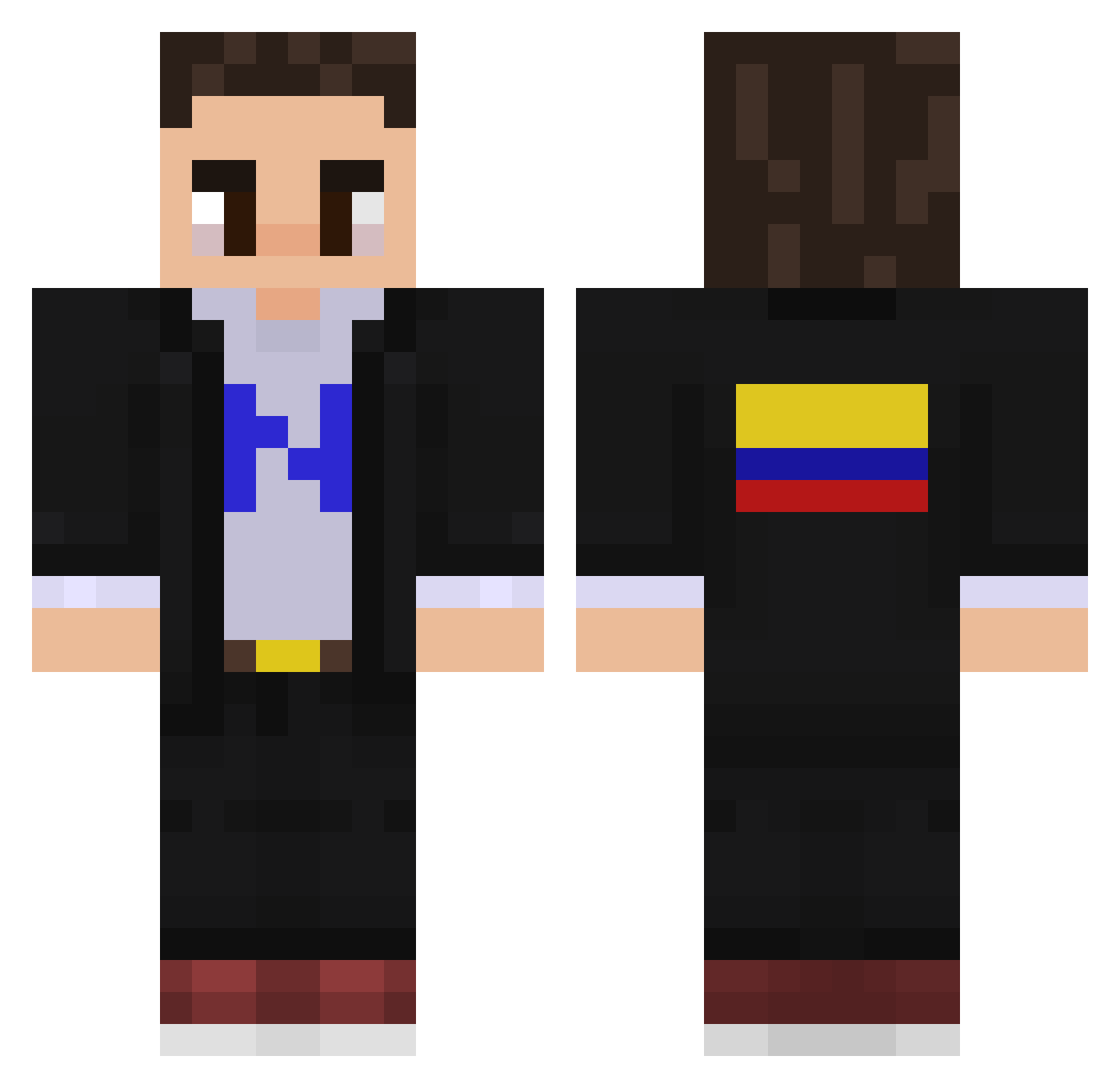 NickyCOL Minecraft skin, front and back view