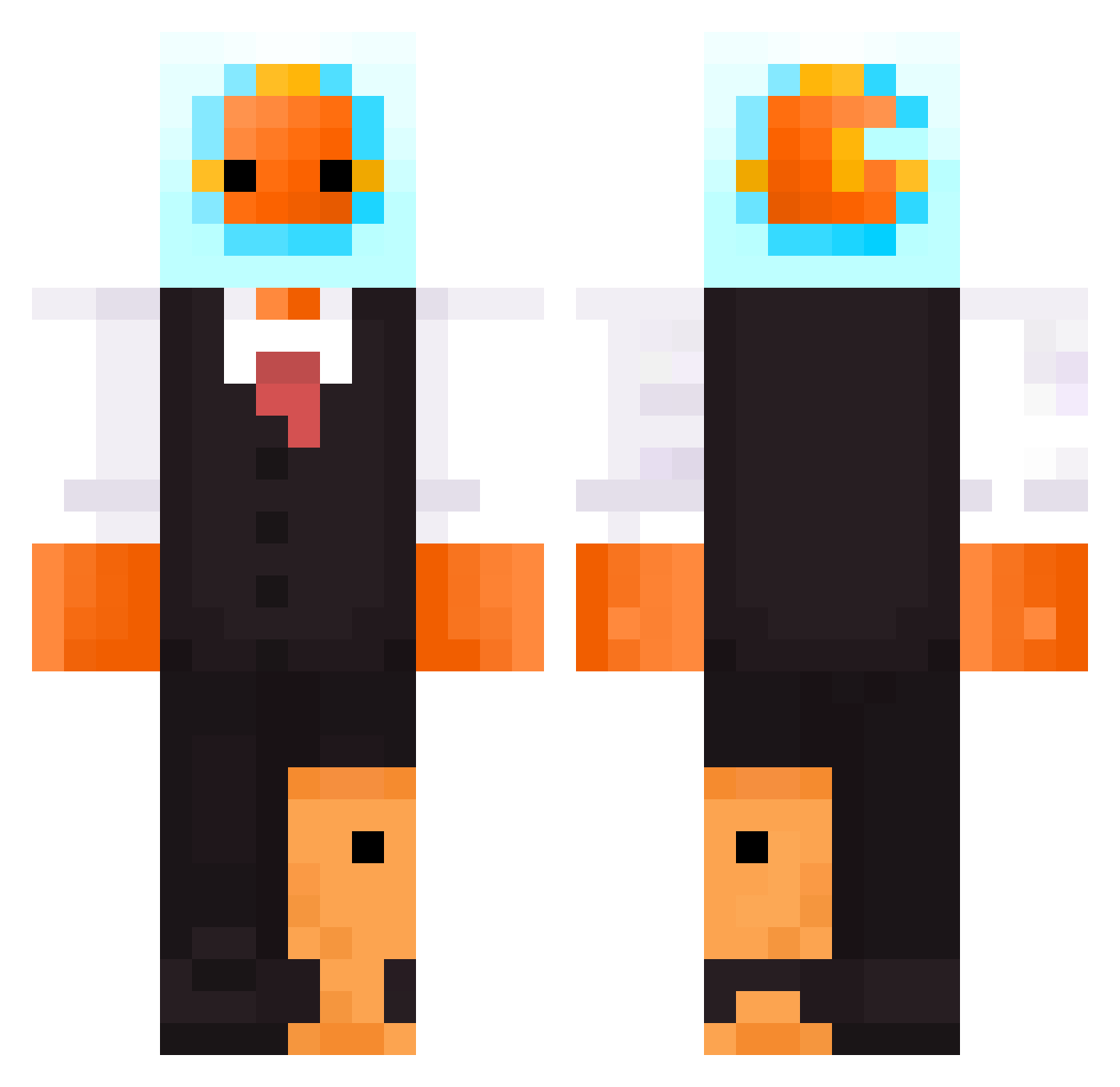 XavBuckettMC Minecraft skin, front and back view